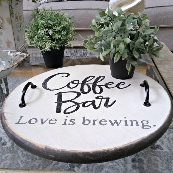 Boutique Other - RUSTIC Farmhouse COFFEE BAR Massive WOOD TRAY